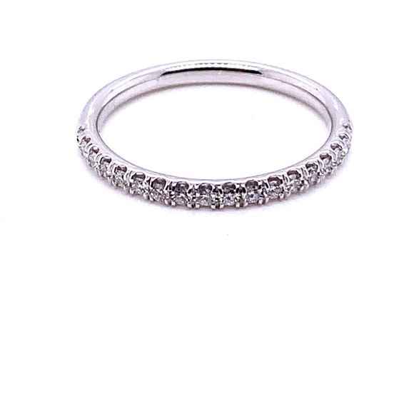 14K Solid White Gold Diamond Wedding Band (0.18 CTW)